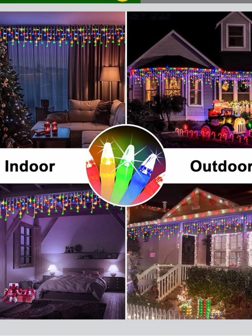 Multi-Color Icicle LED String Lights - 132 FT - Picture 2 of 5
